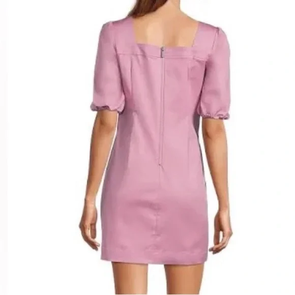 LDT Alice Ruched Short Puff Sleeve Square
Neck Mini Dress Pink Womens - Picture 3 of 8